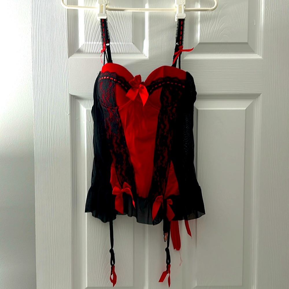 Lacy red and black silk lingerie